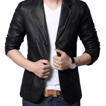 Men's Slim Fit Black Leather Jacket