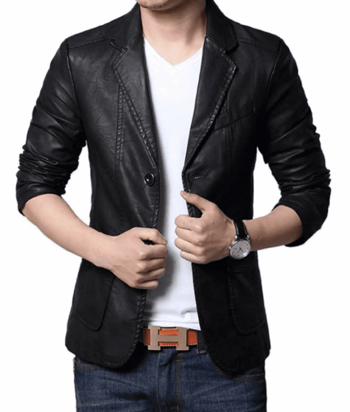 Men's Slim Fit Black Leather Jacket