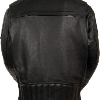 Men Black Biker Style Leather Racer Jacket