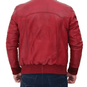 Men's Maroon Distressed Leather Jacket