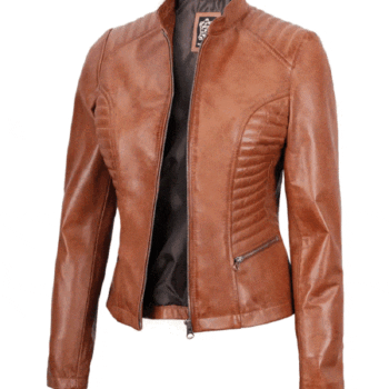 Womens Brown Quilted Leather Jacket