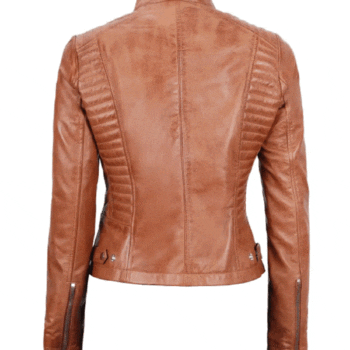 Womens Brown Quilted Leather Jacket