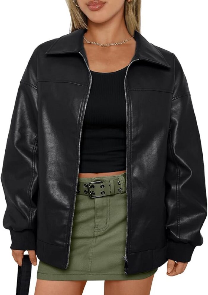 Women Going Out Outfits Leather Bomber Winter Jacket