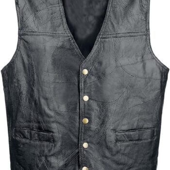 Men's Buffalo Leather Motorcycle Black Vest