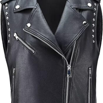 Women Rivet Motorcycle Biker Leather Vest