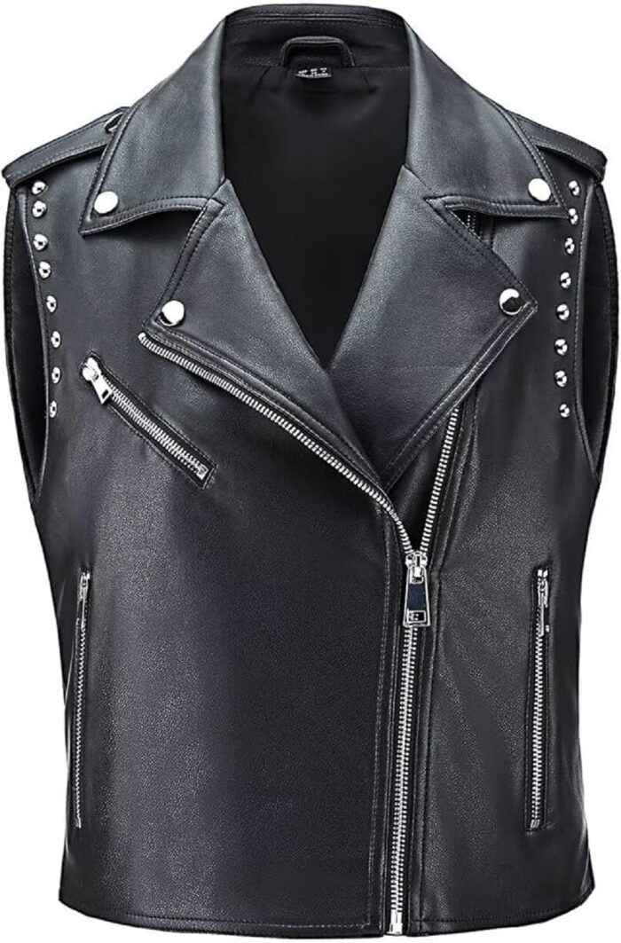 Women Rivet Motorcycle Biker Leather Vest