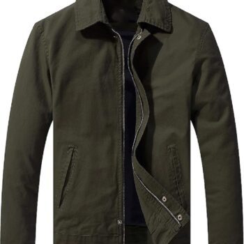 Men Lightweight Green Cotton Jacket For All Season