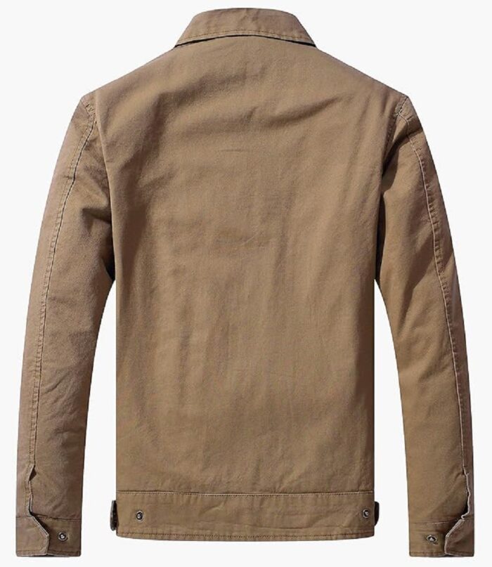 Men Lightweight Khaki Cotton Jacket For All Season