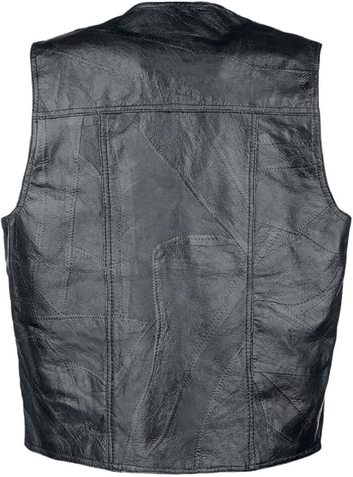 Men's Buffalo Leather Motorcycle Black Vest