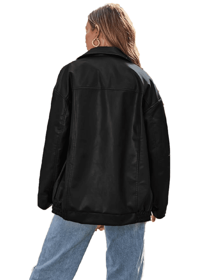 Womens Oversized Black Leather Jacket