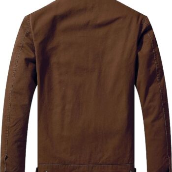 Men Lightweight Brown Cotton Jacket For All Season