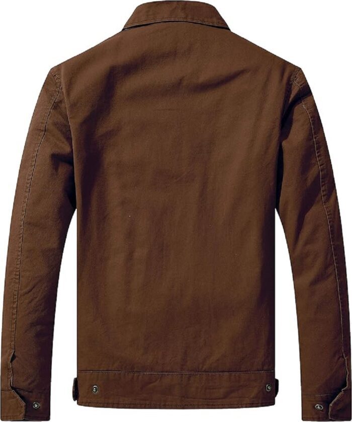 Men Lightweight Brown Cotton Jacket For All Season